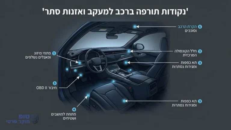 פנים רכב מודרני עם דגש על לוח המחוונים ומערכות אלקטרוניות