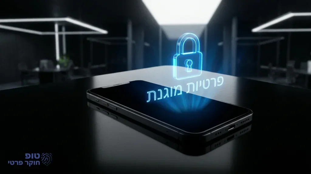 מנעול דיגיטלי מואר על גבי מסך סמארטפון המייצג אבטחת מידע ופרטיות